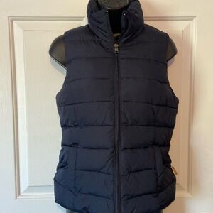 Hollister Navy Blue puffer vest w/sherpa lining